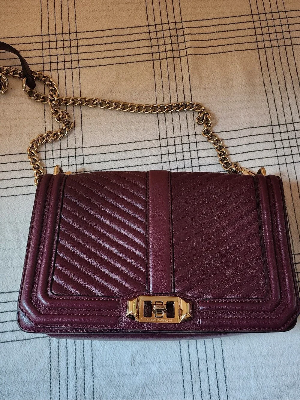 Rebecca Minkoff Quilted Chevron Love Crossbody Bag, Burgundy